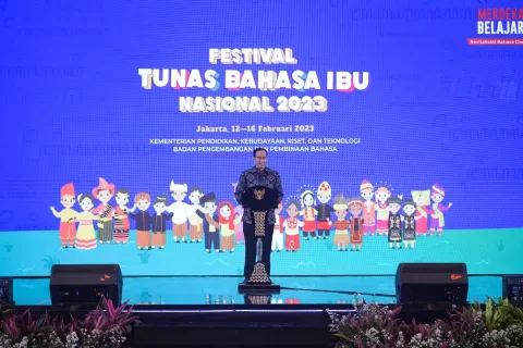 Mendikbudristek dalam pembukaan FTBIN 2023 di Jakarta, Senin (15/02)